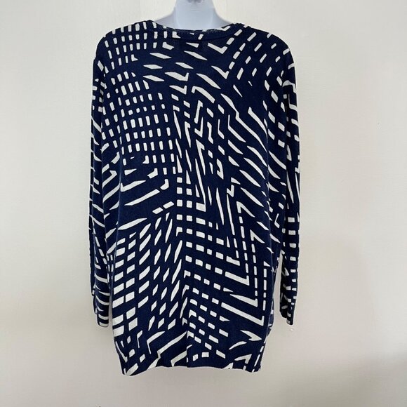 Pure Collection 100% Cashmere Navy & White Abstract Print Sweater Long Sleeve... - Picture 2 of 5